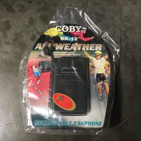 NEW COBY CX-12 ALL WEATHER PORTABLE AM/FM RADIO INCLUDES HEADSET EARPHONE - Picture 1 of 2